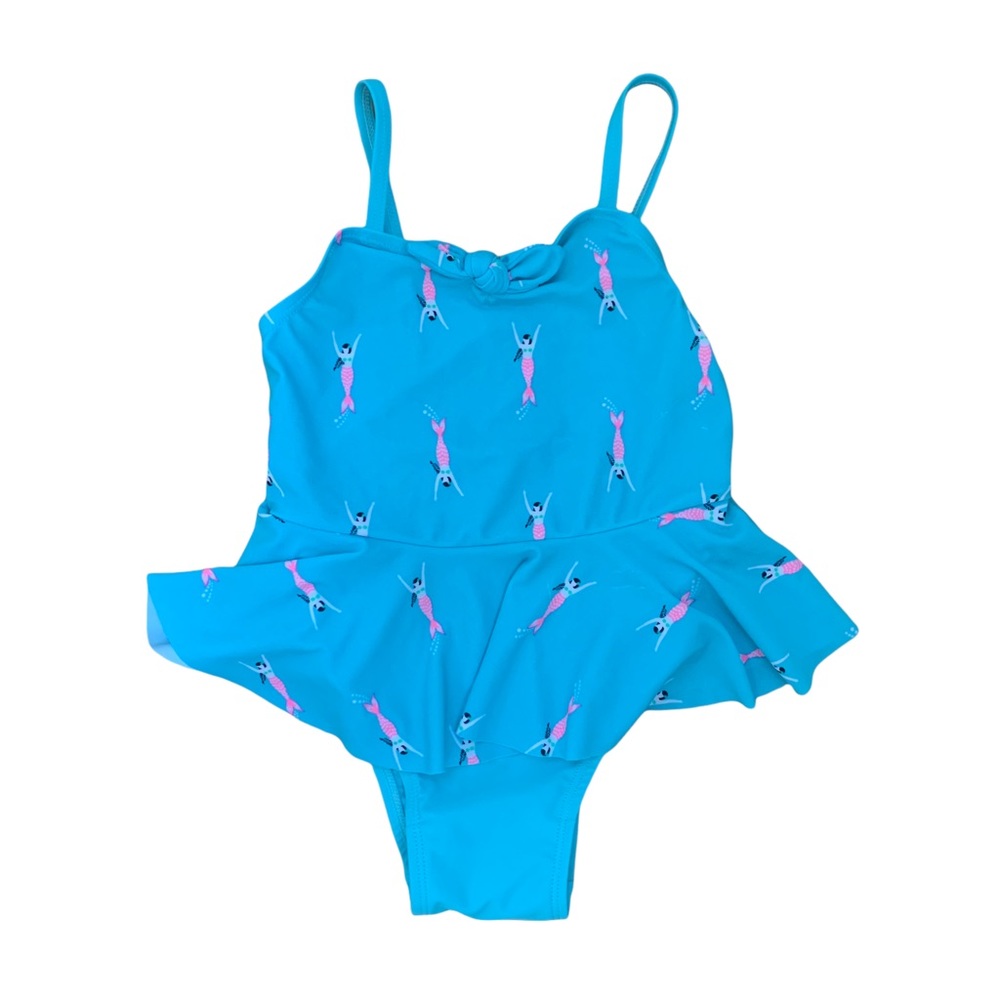Old Navy Aqua Mermaid One Piece Peplum Swim Suit Girls Size 5T